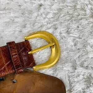 Nordstrom Brown Alligator Calfskin Wide Belt Sz Large